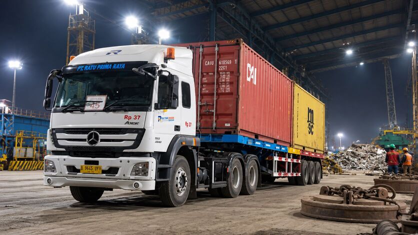 nighttime container terminal truck (1)